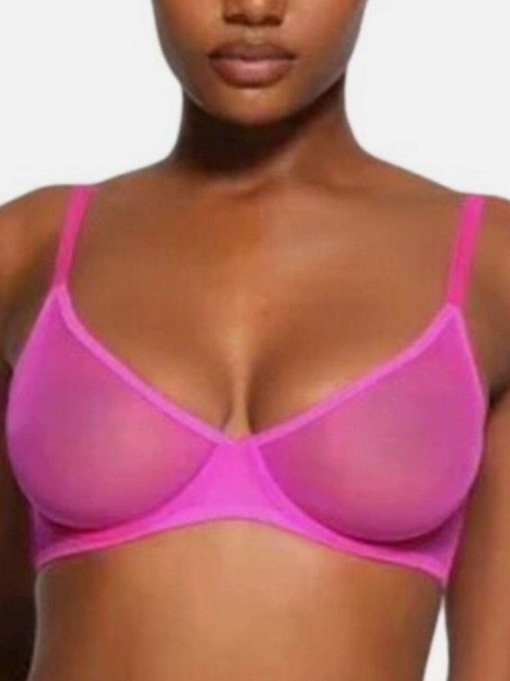 SKIMS RARE ULTRA FINE MESH UNDERWIRE SCOOP BRA IN FUCHSIA